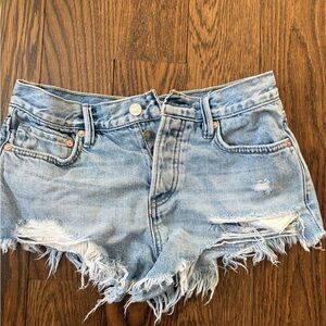 Free People Light Blue Distressed Jean Shorts